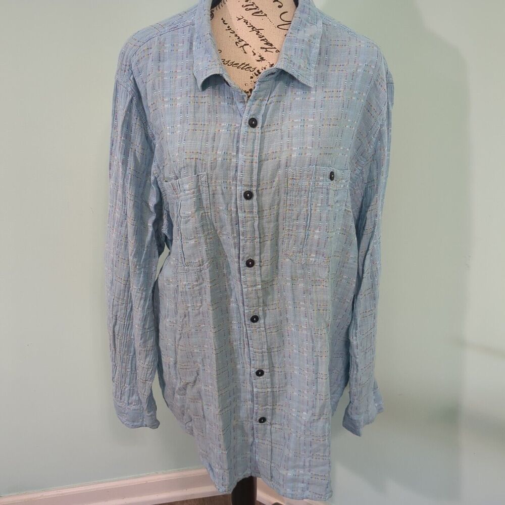 Carbon 2 Cobalt Rainbow Color Squares Pattern Button Front Shirt Mens XL